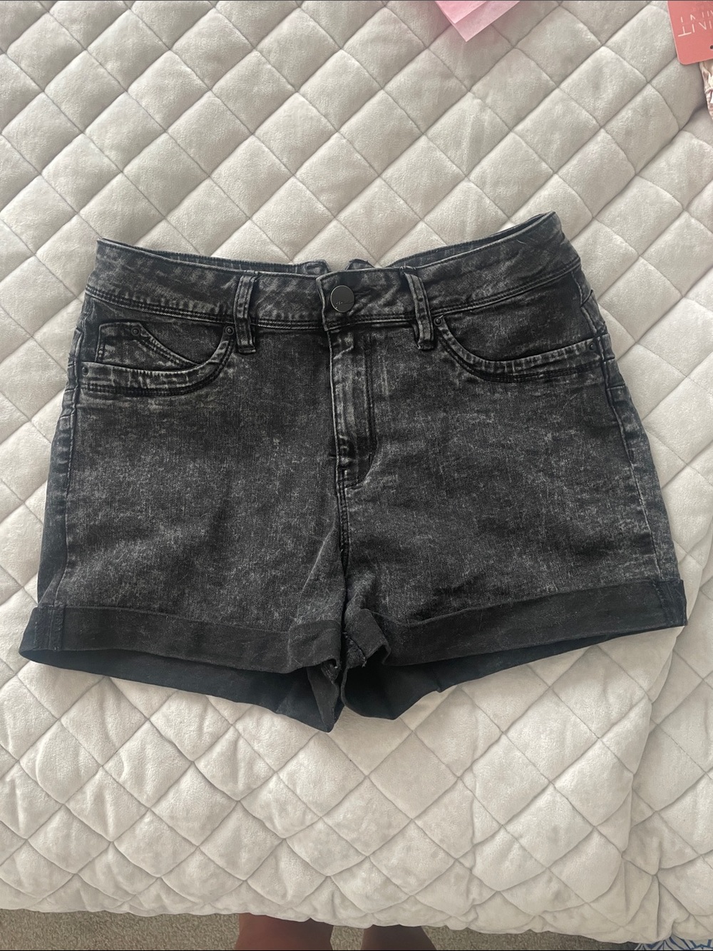 Black Washed Denim Women's Shorts